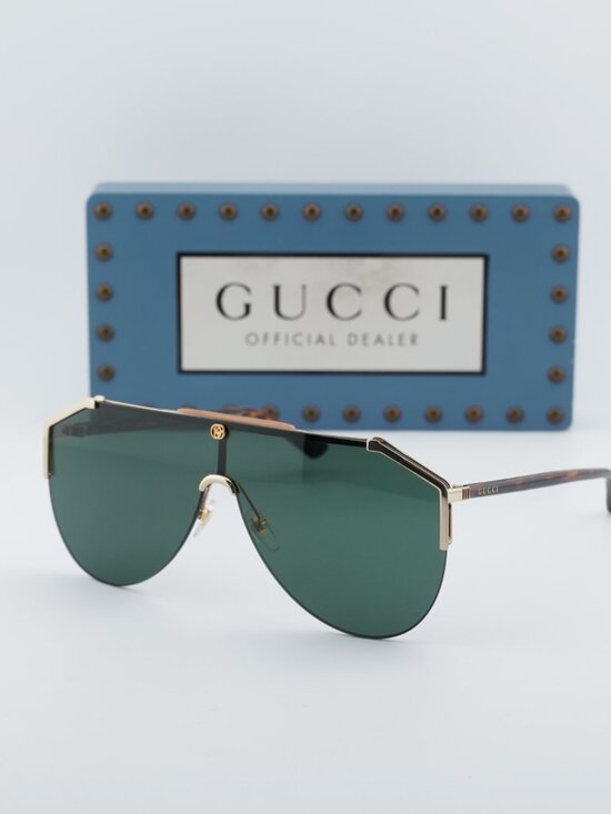 Gucci GG0584S 002 Shield Sunglasses - Gold\\Green main image 7